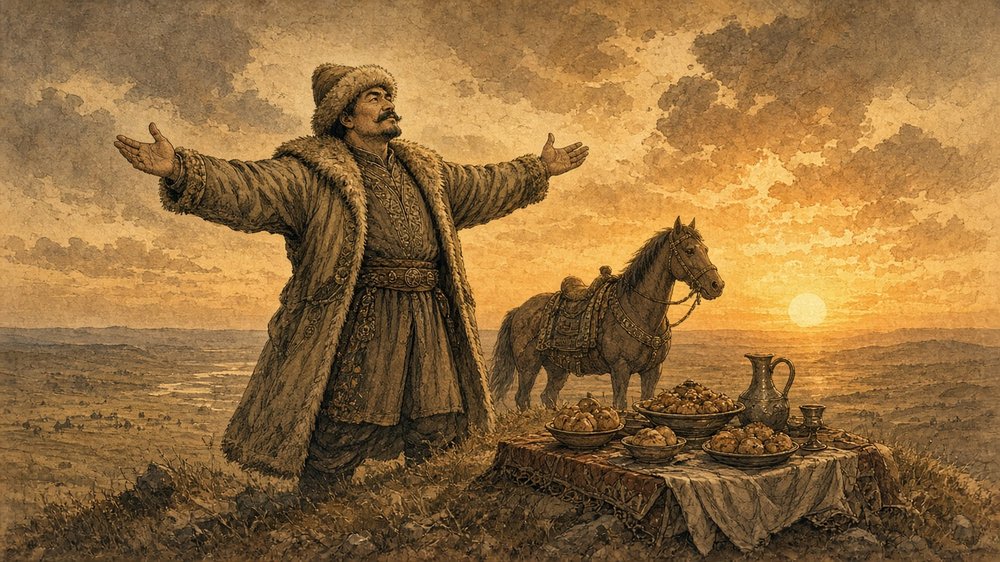 Gün batarken kollarını açar: "Bu dünyada benim gibi bir yiğit daha var mı?"